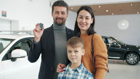 happy family with new car