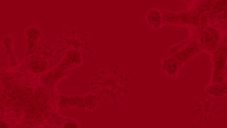 red background 3d simulation of corona virus. artistic rendering of electron microscope visualization