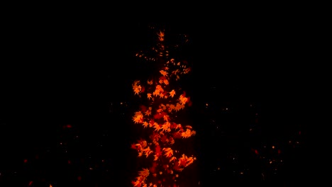 vórtice de colorido arce y hojas. espiral partícula brillante de hojas de otoño. hoja de baile. colorida naturaleza túnel bucle de animación.