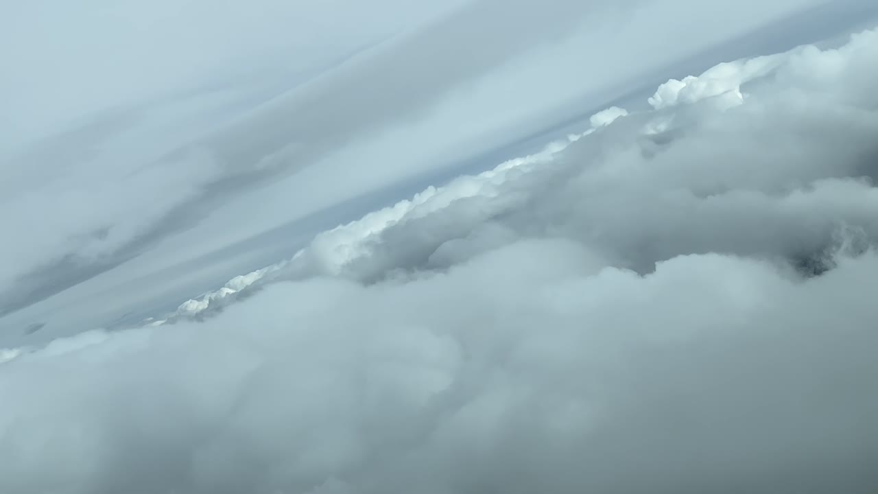 Flying through a stormy sky