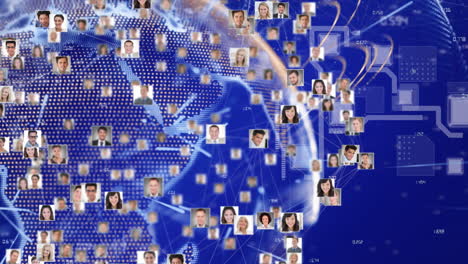 animation of photos and connections over globe