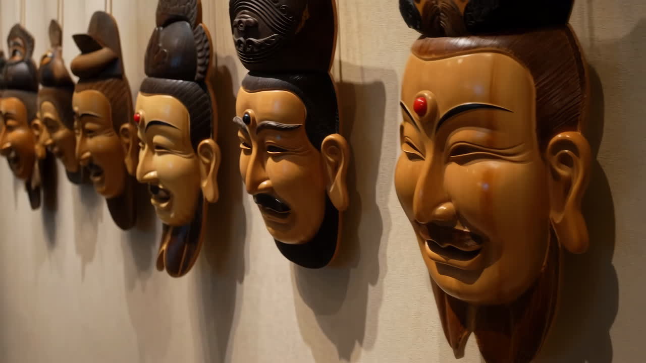 Collection of Traditional Carved Wooden Masks