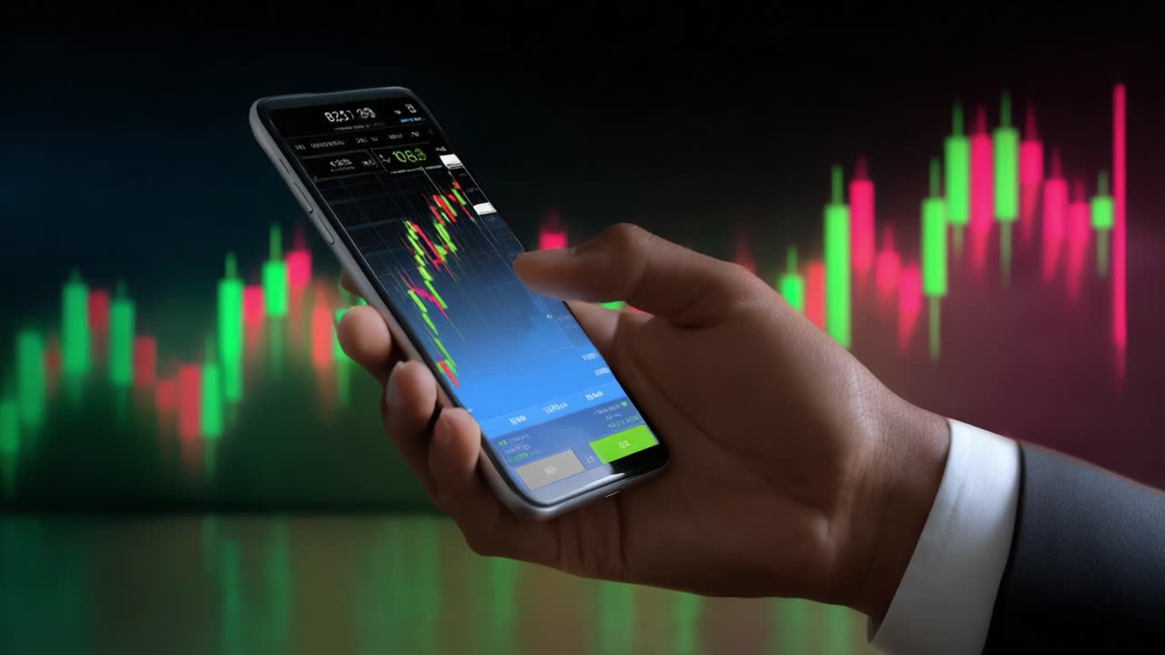 A close-up view of a hand holding a smartphone displaying a vibrant ...
