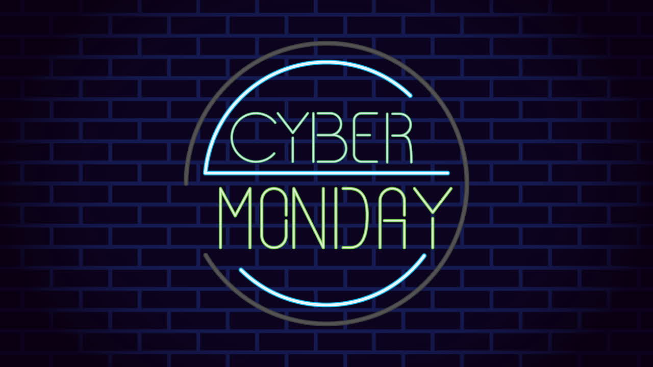 etiqueta de luz de neón del lunes cibernético