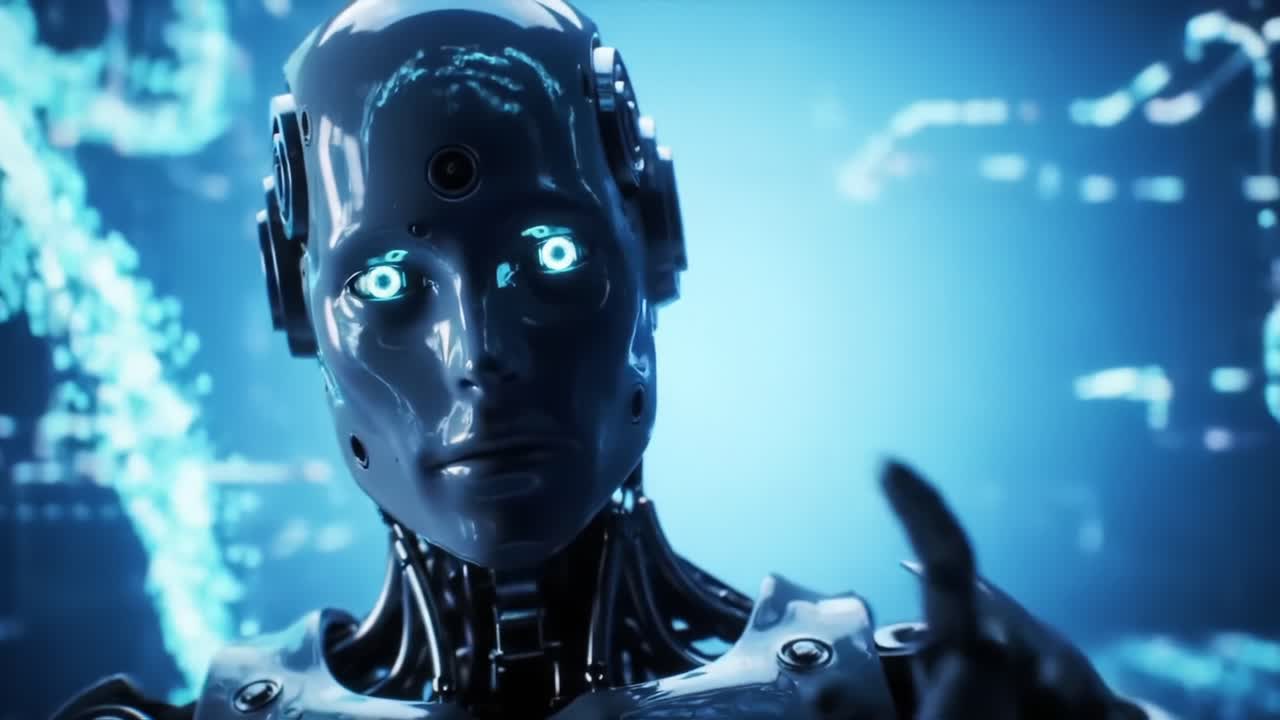 Exploration of Advanced Robotics: A Close-Up Look at an Innovative Android with Futuristic Features and Intelligent Design in a Cybernetic Environment