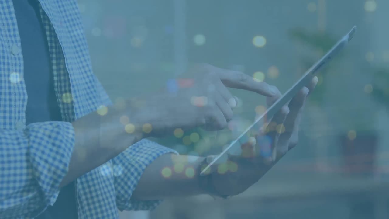 Animation of man using smartphone over man using smartphone