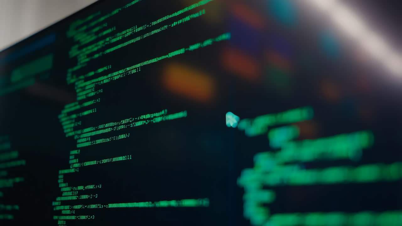 Green Code and Data on a Digital Screen