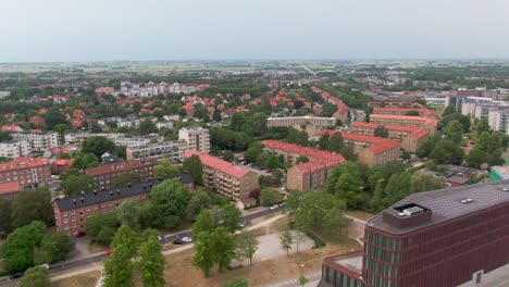 residential area in central lund, sweden behind the central station