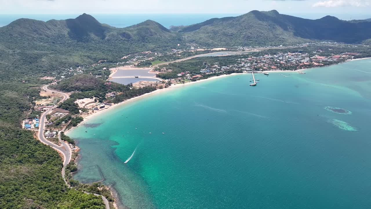 Bai tam An Hai Beach And Ha An Hai Lake In Con Dao Island In Vietnam. - aerial shot