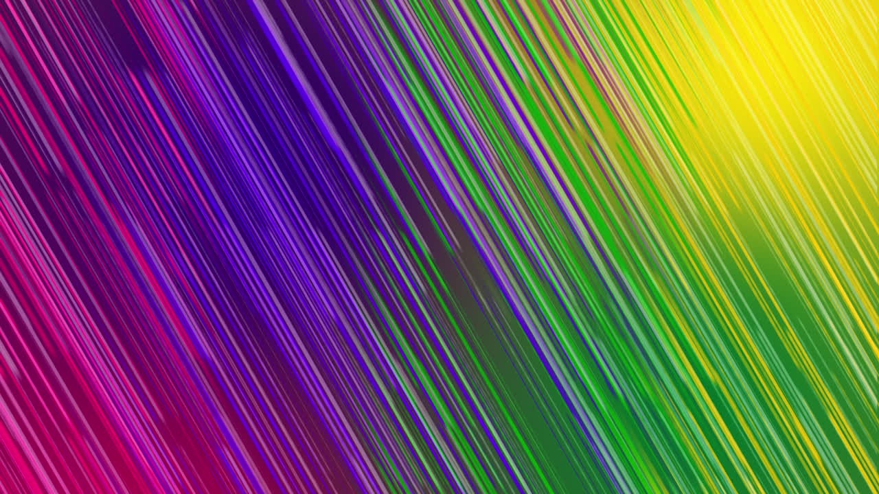 Diagonal fast movement of particles. Lines of rainbow colors. Abstract looped background.