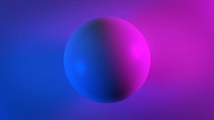 Beautiful Abstract Sphere on Surface in Blue and Purple Ultraviolet Light Looped 3d Animation. Color Globe Seamless Background