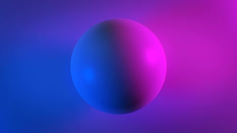 hermosa esfera abstracta en la superficie en luz ultravioleta azul y púrpura en bucle animación 3d. globo de color fondo sin costuras
