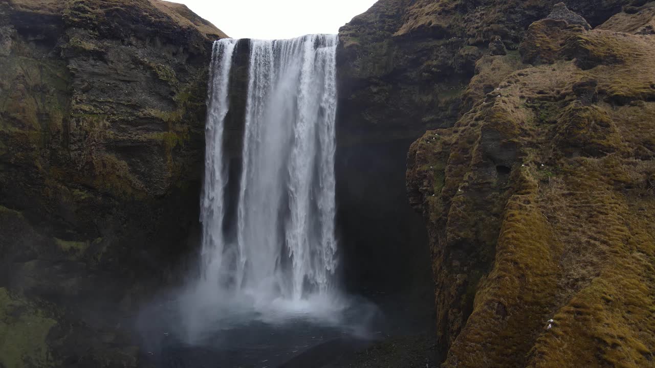 Iceland Waterfall Skogafoss Aerial Drone 7.mp4
