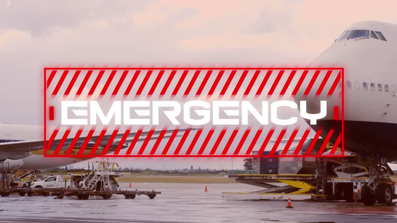 배경 에 있는 공항 에 대한 긴급 텍스트