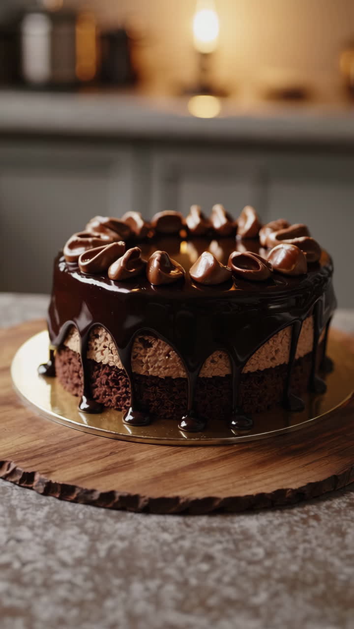 Decadent Chocolate Mousse Cake with Dark Ganache Drizzle
