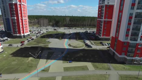 residential complex with rainbow path