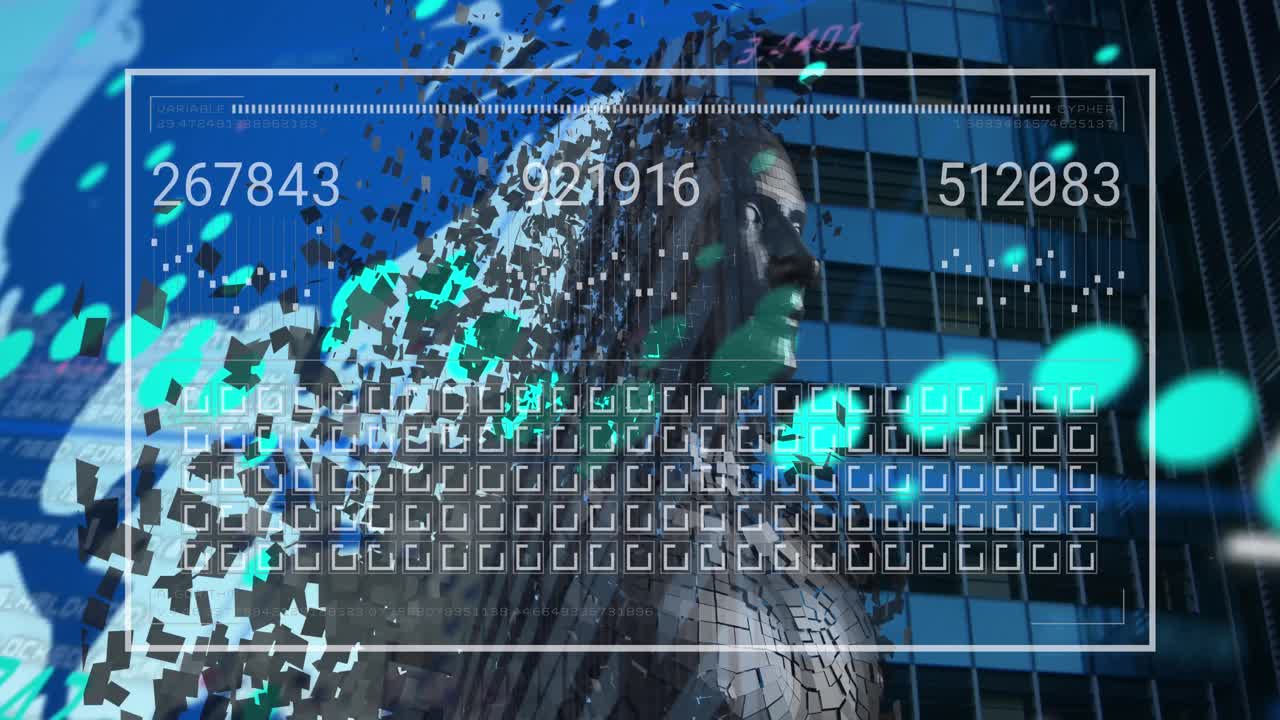 데이터 처리 및 디지털 인간 도시 풍경의 애니메이션