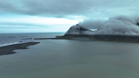 Scenic-Clouds-Covering-Distinctive-Brunnhorn-Batman-Mountain-In-South-Iceland