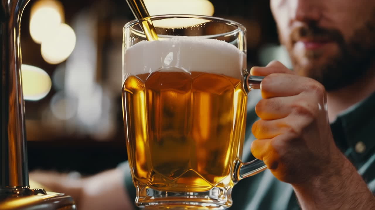 Pouring a Pint of Beer at a Pub
