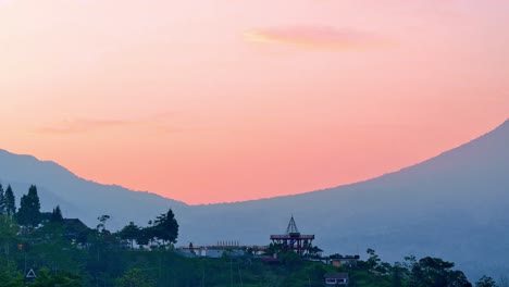 drone view of ketep pass tourist destination building on the highland with sunrise sky on background