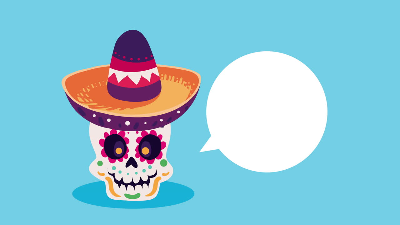 mexican culture skull head animation