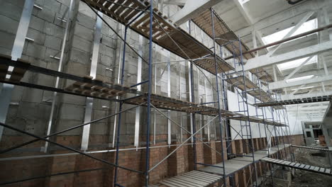 construction site interior with scaffolding