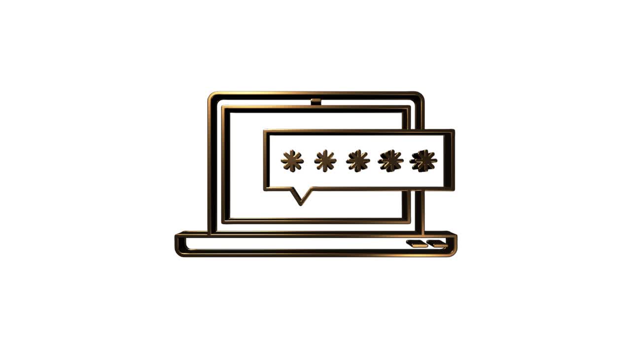 Social media 3D gold icon design. Outline web icon. Motion graphics.