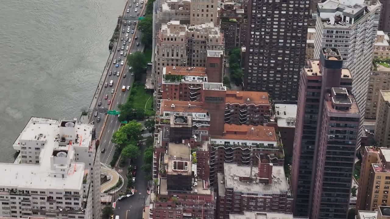 Stunning aerial view of the bustling streets of New York City