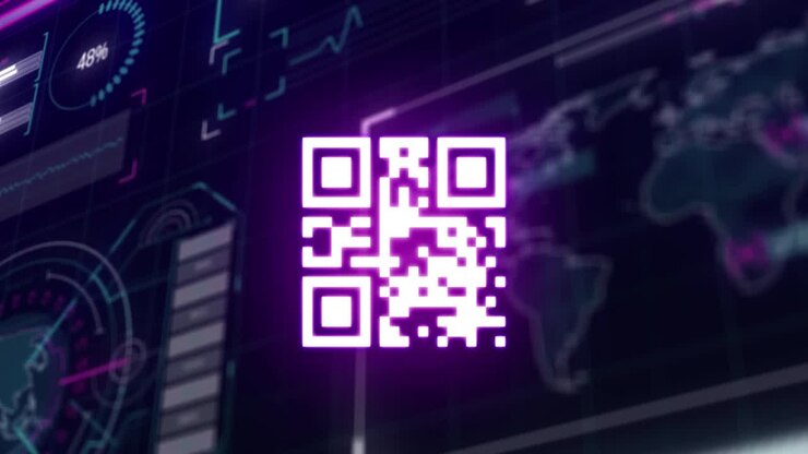 Animation of qr code and data processing on interface