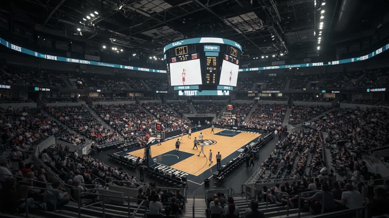 An Engaging Basketball Game Atmosphere Captured in a Packed Stadium: Fans Eagerly Await the Final Plays with Intense Focus and Enthusiasm