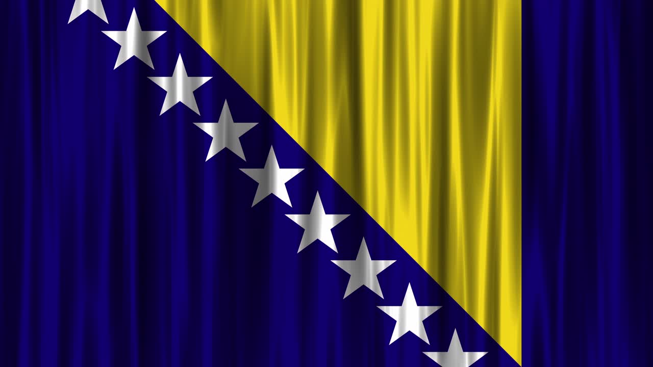 Full Screen Bosnia and Herzegovina Flag is Waving Slowly stock video (Loopable)