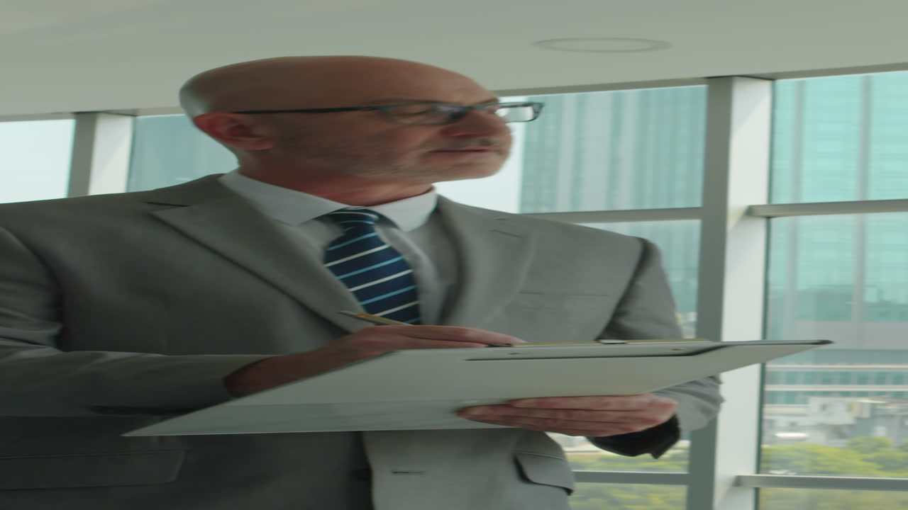 Vertical of Confident Lawyer Proofreading Contract