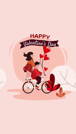 couple on a bike with heart balloons - happy valentines day