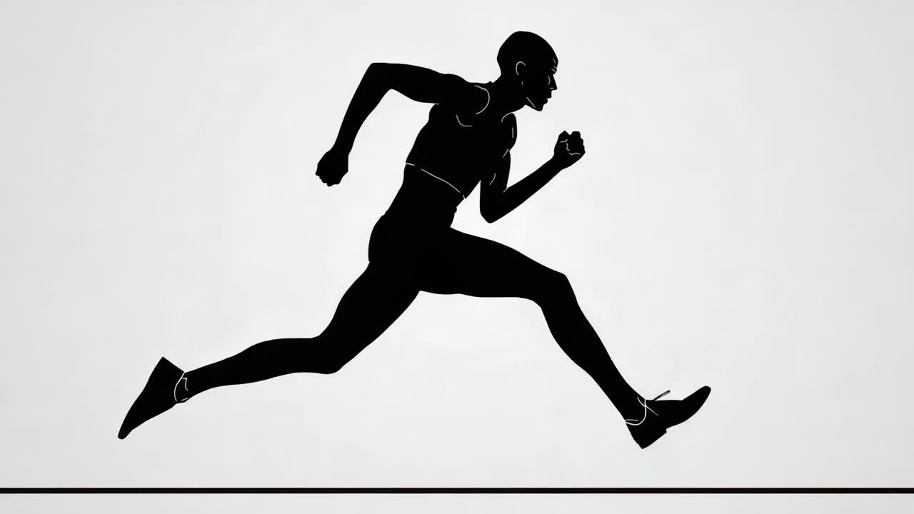 Figura che corre e prende slancio, pedalata in studio, che mostra la linea di base e i pantaloncini per evidenziare la meccanica