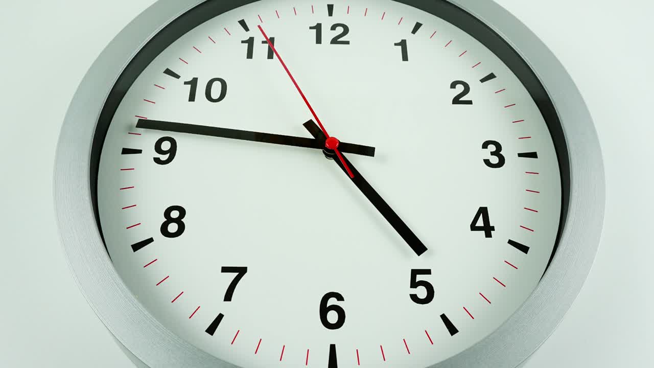 el reloj de pared blanco muestra el paso del tiempo.