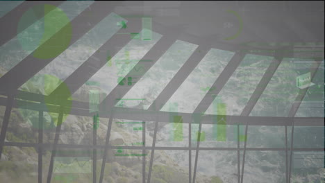 animación del procesamiento de datos financieros sobre el paisaje urbano