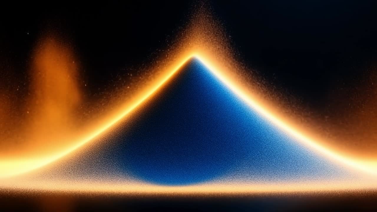 Vivid sand art forms a mountain. Colorful sand forms a striking mountain shape, showcasing vibrant hues against a dark backdrop.