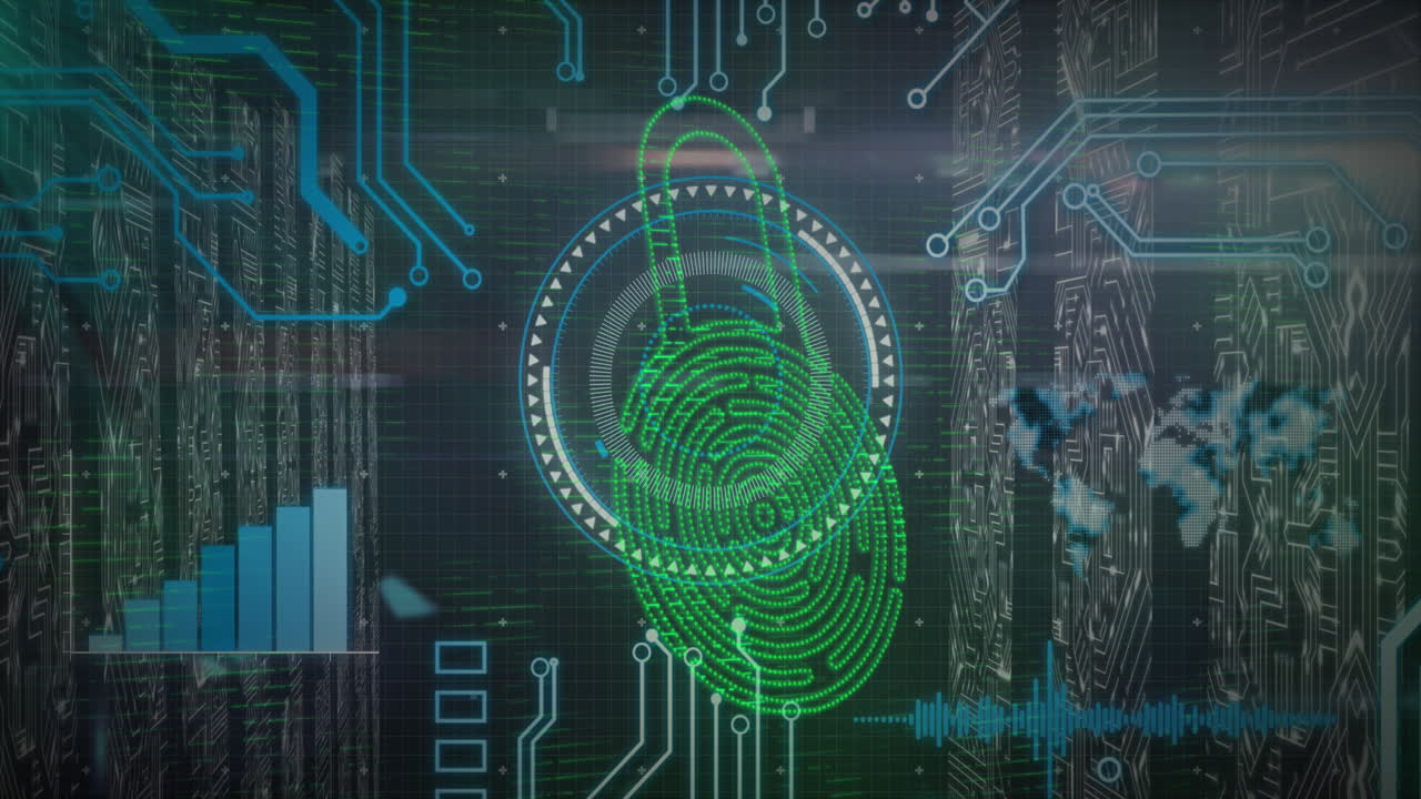 animación del escaneo del alcance y el procesamiento de datos sobre fondo negro