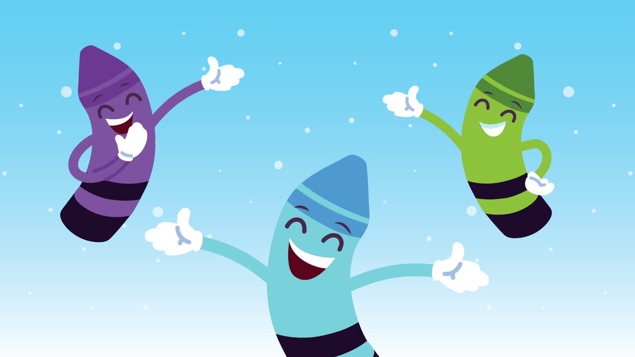 los lápices de colores felices