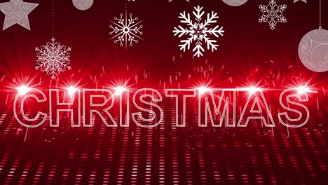 Animation-of-christmas-text-with-decorations-over-glowing-light