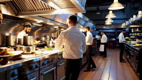 restaurant kitchen staff in action
