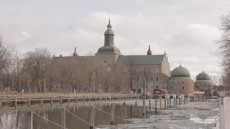 Antica architettura del Castello di Vadstena durante l'inverno a Vadstena, Svezia