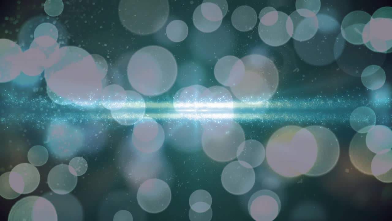 Glowing streak appearing, soft circles floating and sparkles drifting forming calming animation