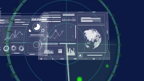 Animación-Del-Procesamiento-De-Datos-De-IA-Sobre-Pantallas-Y-Fondo-Oscuro