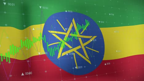 Animation of data processing over flag of ethiopia