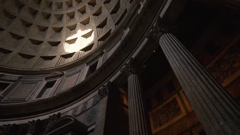 upwards-tilt-shot-of-the-walls-inside-the-Pantheon-in-Rome,-italy-in-4k