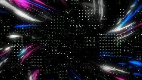 animación de puntos sobre formas en movimiento