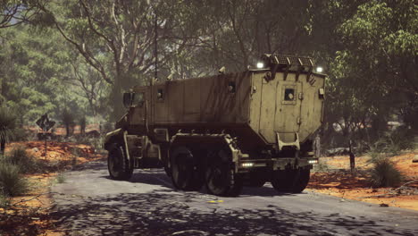 convoy armored vehicle on the road