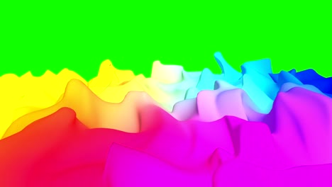 abstract colorful drapery on green screen, 3d animation, seamless