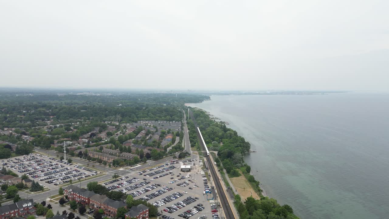 Overhead aerial of Rouge walking trails and sandy coastline